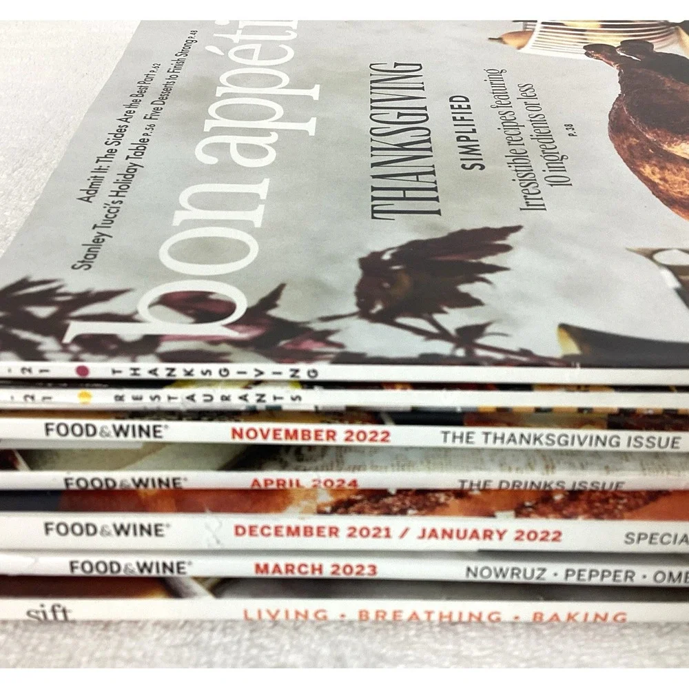 Bon Appetit Food & Wine Magazine Lot of 8 Issues Holidays Thanksgiving Dessert
